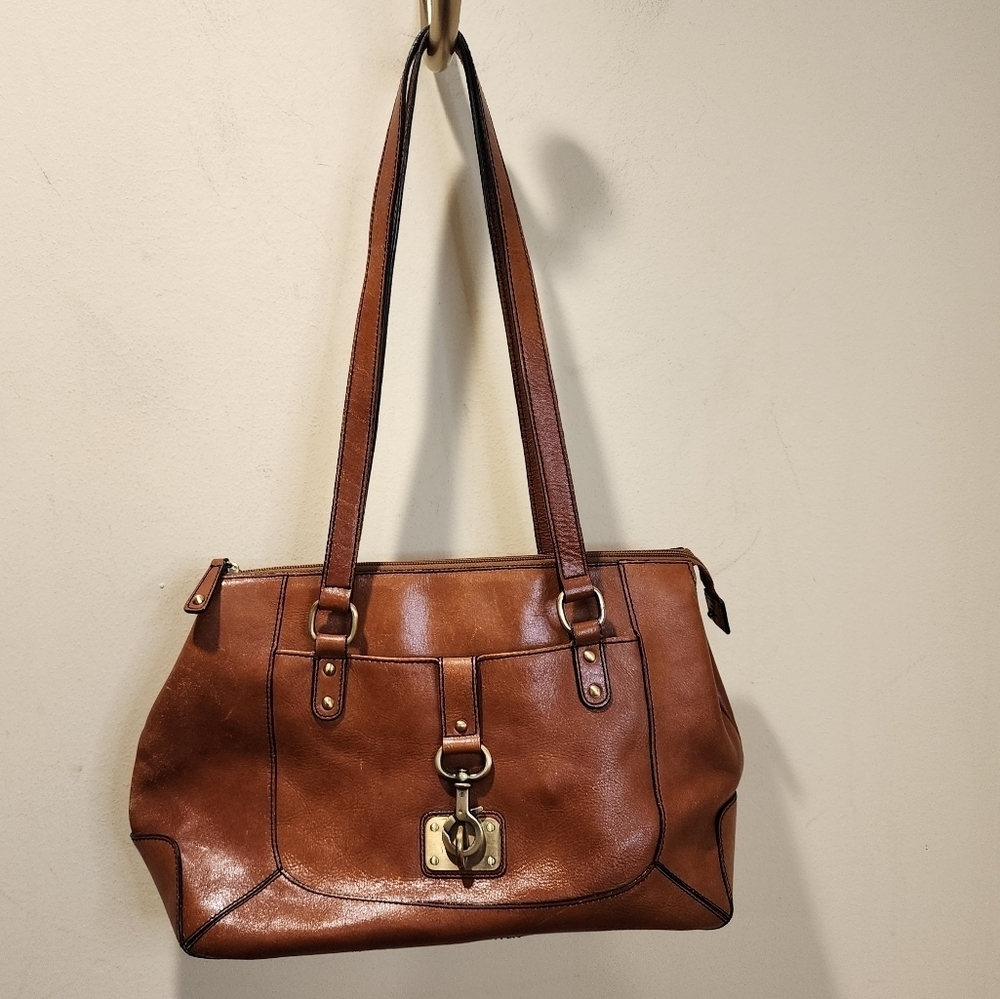 Etienne Aigner Camel Brown Leather Showlder bag